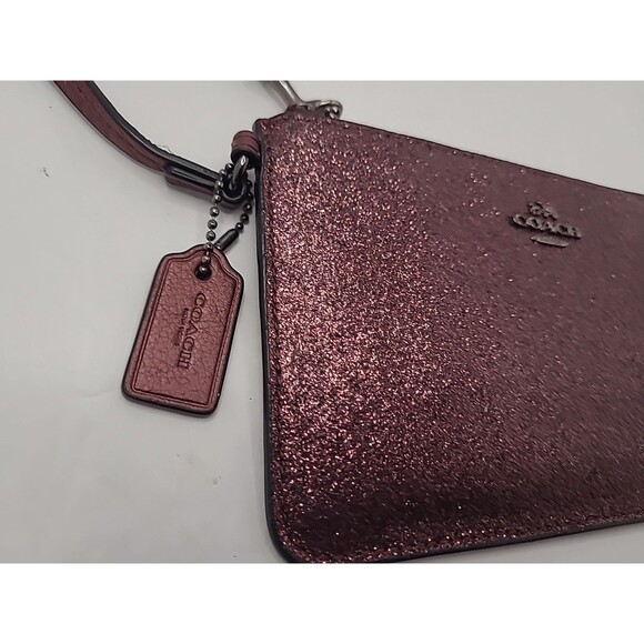 Coach Metallic Cherry Glitter Small Wristlet F64585 Wallet Horses Logo Clutch - Picture 2 of 10